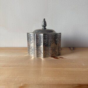 Vintage Godinger Silver Plated Red Velvet Lined Jewelry Trinket Box 1991